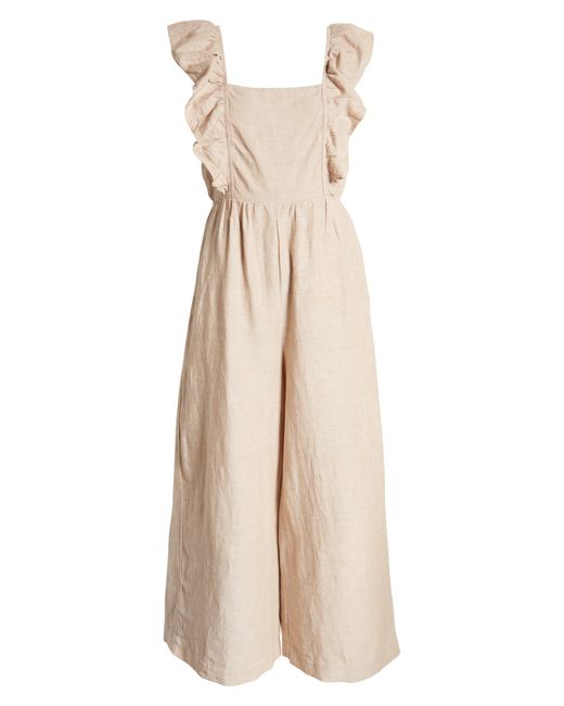 Madewell Linen Blend Ruffle Tie-Back Jumpsuit in at