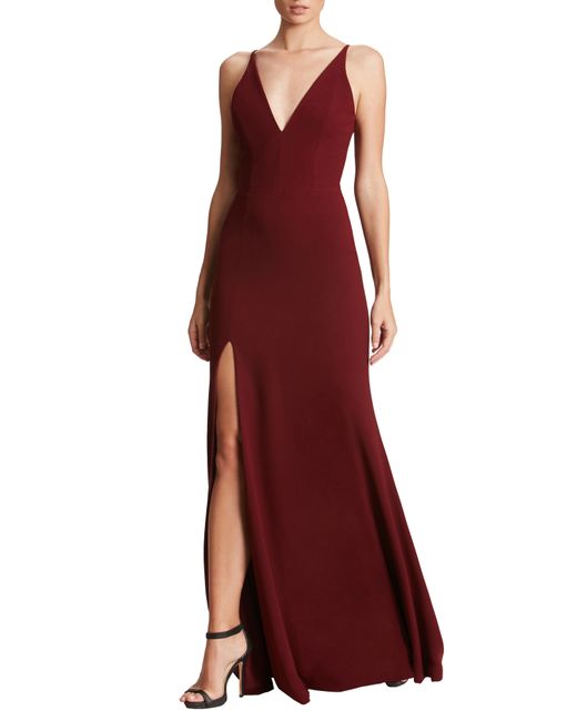 Dress the population Iris Slit Crepe Gown in at