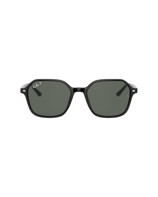 Ray-Ban 53mm Polarized Round Sunglasses in Black at