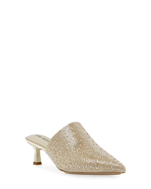 AK Anne Klein Impress Pointed Toe Mule in Blush Crystals at 7