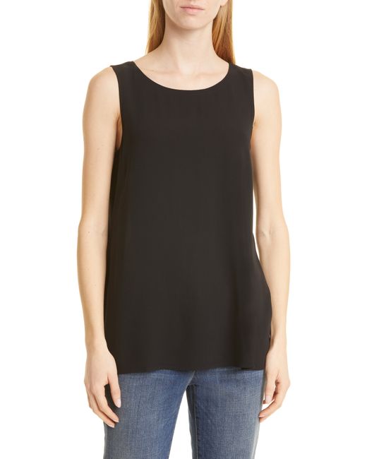 Eileen Fisher Ballet Neck Silk Tunic Top in at Large