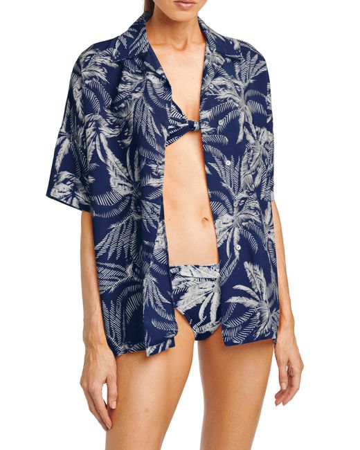 Robin Piccone Chandy Oversize Cover-Up Shirt in Ink at Medium