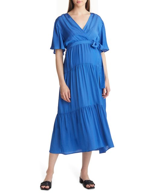 Angel Maternity Crossover Faux Wrap Maternity Maxi Dress in at