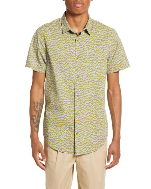 Bp. BP. Zigzag Short Sleeve Stretch Cotton Button-Up Camp Shirt in at