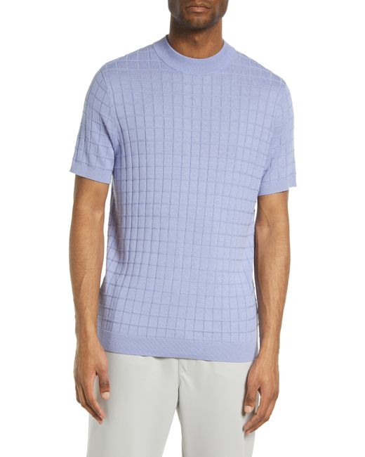 Open Edit Grid Pattern Short Sleeve Sweater in at