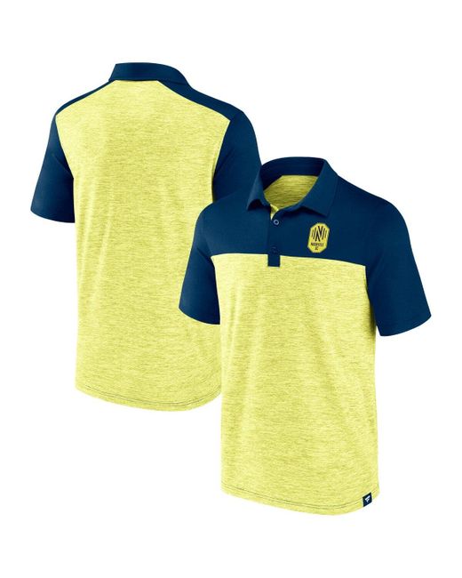Fanatics Branded Gold/Navy Nashville SC Clutch Space-Dye Polo in at