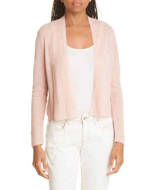 Eileen Fisher Ribbed Organic Linen Cotton Cardigan in at