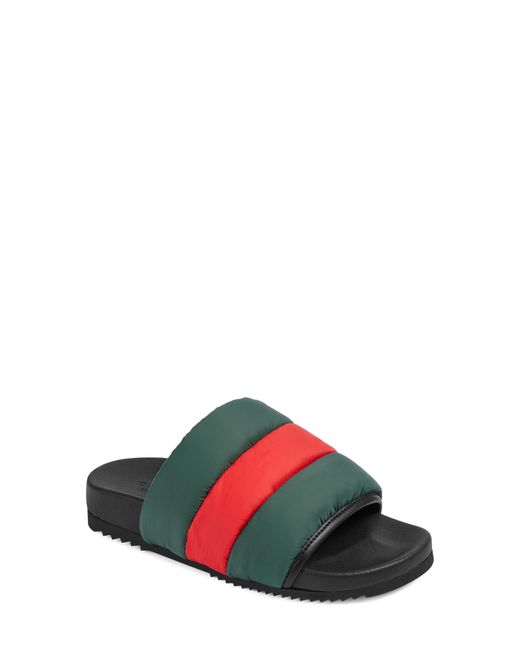 Gucci Sideline Puffer Web Slide Sandal in at