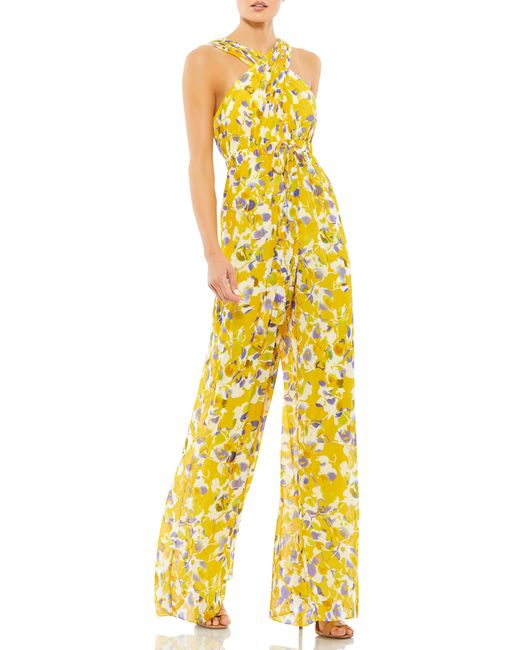 Ieena for Mac Duggal Floral Chiffon Jumpsuit in at