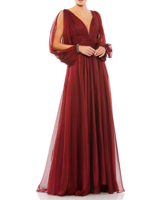 Mac Duggal V-Neck A-Line Chiffon Gown in at