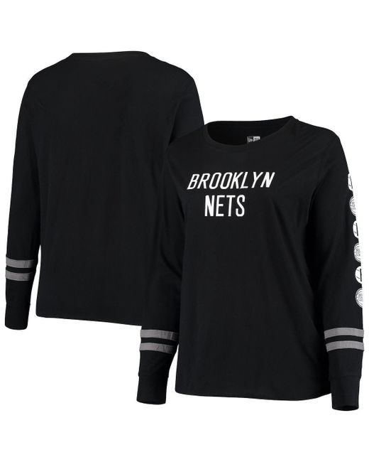 New Era Gray Brooklyn Nets Plus Long Sleeve T-Shirt at