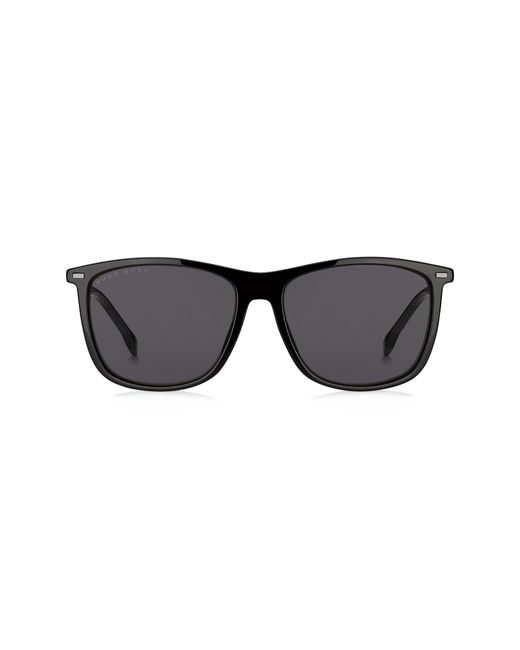 Boss 59mm Polarized Rectangular Sunglasses in Black Grey at