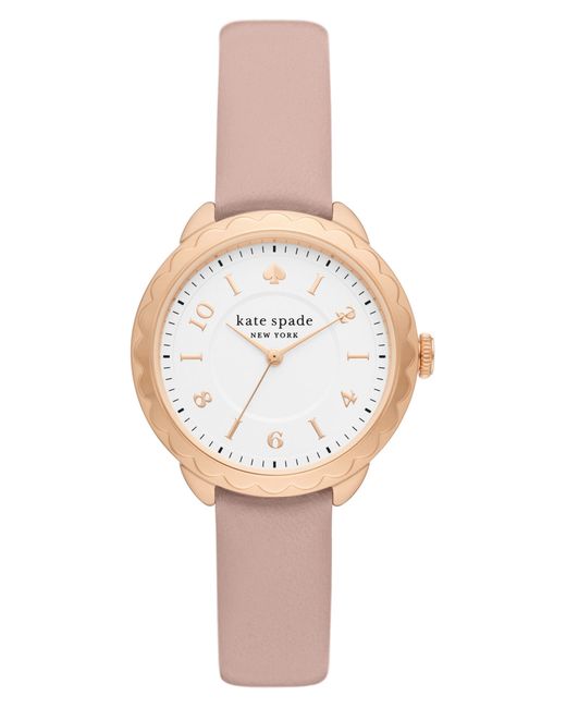 Kate Spade New York morningside scallop leather strap watch 34mm in at