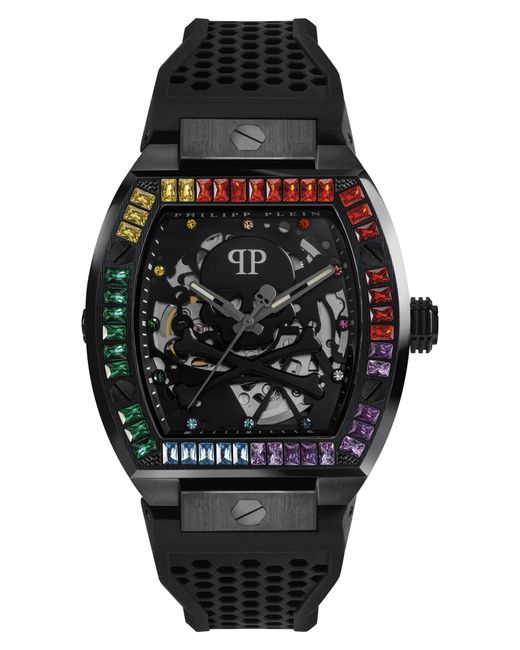 Philipp Plein The keleton Silicone Strap Watch 44mm in at