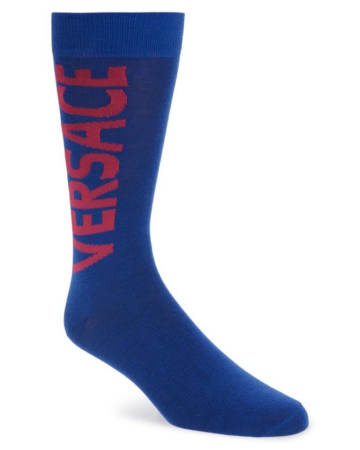 Versace First Line Versace Logo Socks in Royal Fuchsia at