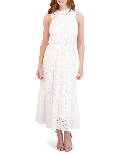 Donna Ricco Eyelet Lace Tiered Maxi Dress in at
