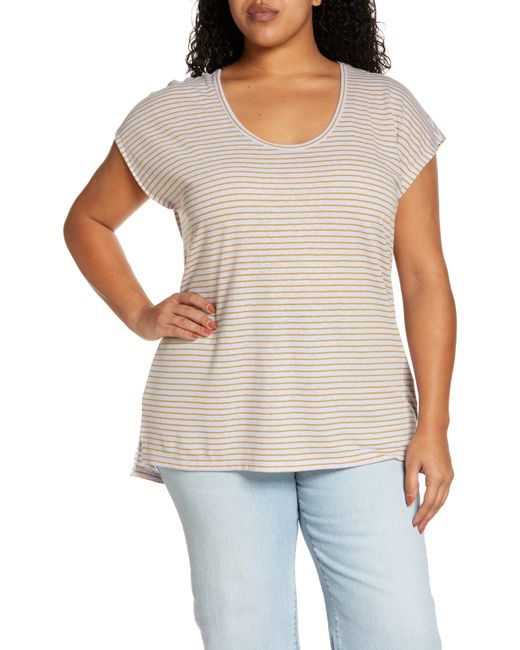 Madewell Linen Blend Scoop Neck T-Shirt in at