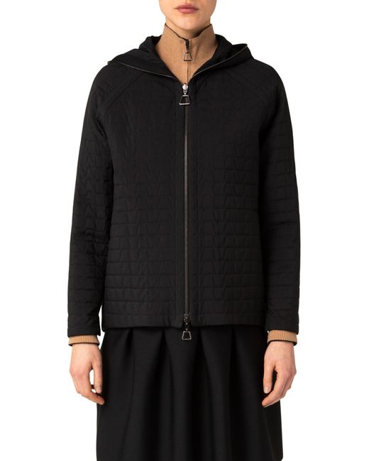 Akris Enon Quilted Taffeta Hooded Jacket in at