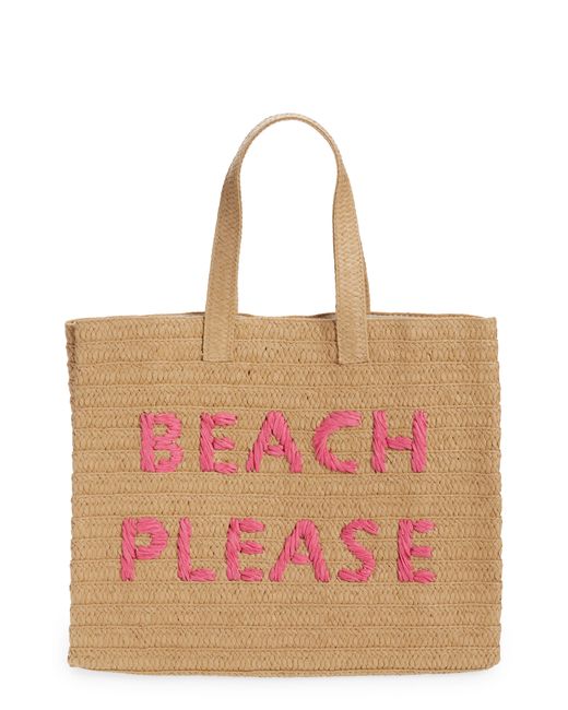 btb Los Angeles Beach Please Tote Bag in Sand/Fuchsia at