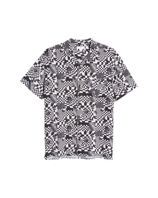 Bp. BP. Psychedelic Check Short Sleeve Button-Up Camp Shirt in at