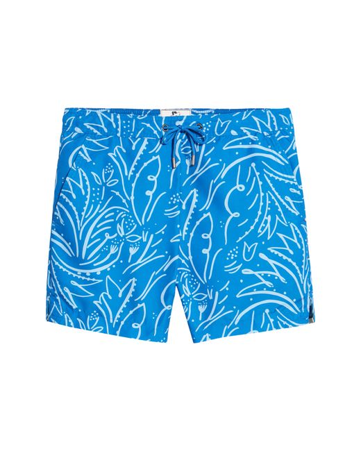 Ted Baker London Ryburn Paisley Swim Trunks in Mid at 5