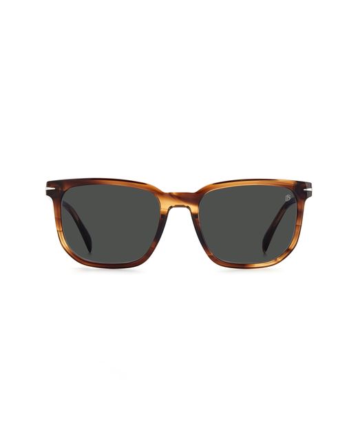 David Beckham Eyewear 54mm Square Sunglasses in Striped Brown Grey at