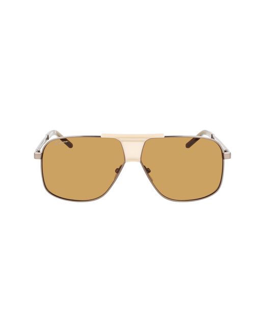 Salvatore Ferragamo 63mm Oversize Navigator Sunglasses in Dark Ruthenium/Honey at