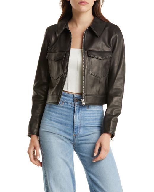 Other Stories Crop Leather Jacket in at 6