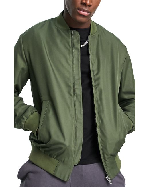Topman Icon Bomber Jacket in Olive at