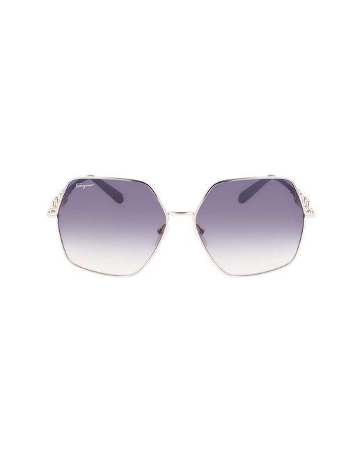 Salvatore Ferragamo Gancini 61mm Gradient Rectangular Sunglasses in Blue at