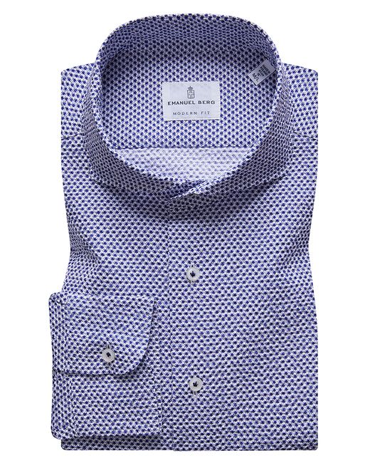 Emanuel Berg Summer Modern Fit Crinkle Cotton Button-Up Shirt in at