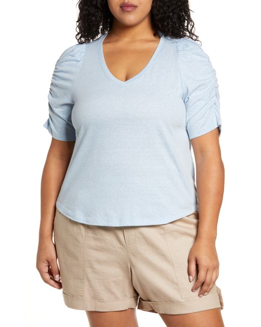 Wit & Wisdom Ruched Sleeve Top in at