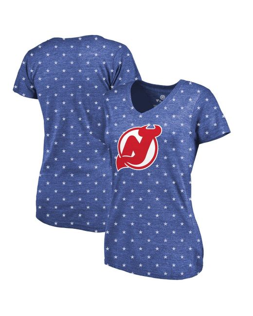 Fanatics Branded Heathered New Jersey Devils Star-Spangled Tri-Blend V-Neck T-Shirt at