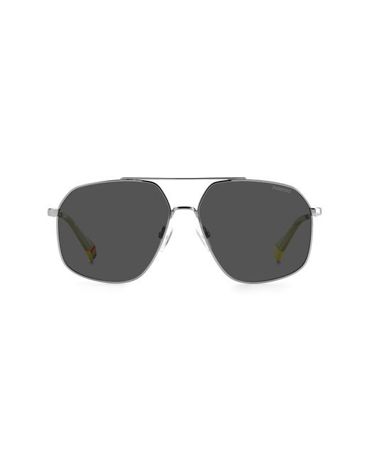 Polaroid 58mm Polarized Round Sunglasses in Ruthenium Pz at