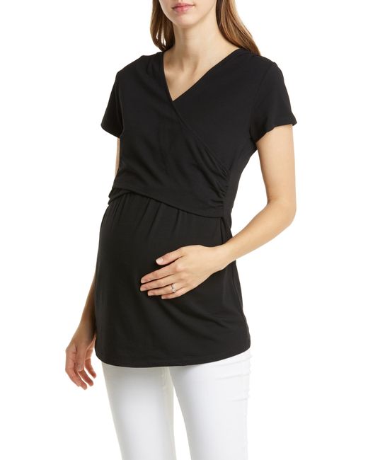 Angel Maternity Crossover Short Sleeve Maternity/Nursing Top in at