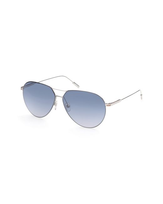 Z Zegna 60mm Aviator Sunglasses in Shiny Palladium Mirror at