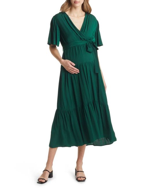 Angel Maternity Crossover Faux Wrap Maternity Maxi Dress in at