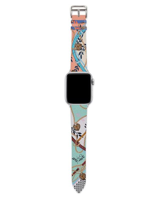 Wristpop Fourplay 4 Faux Leather Apple Watch Band in Peach/Turquois at