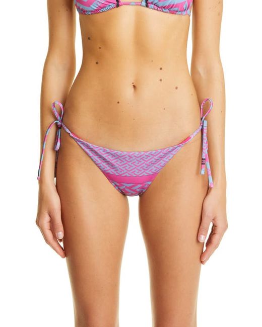 Versace First Line La Greca Monogram Print Bikini Bottoms in at