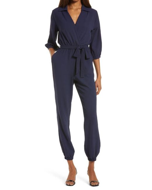 Fraiche by J Tie Waist Long Sleeve Jumpsuit in at