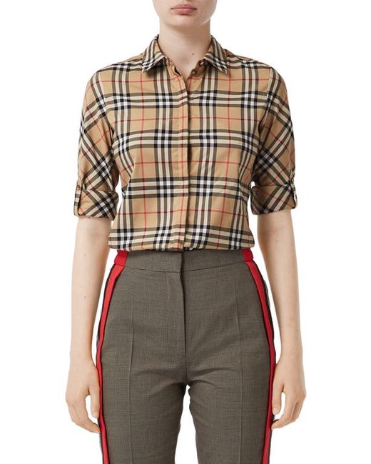 Burberry Luka Vintage Check Stretch Cotton Twill Shirt in at