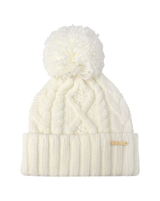 Michael Kors Diamond Cable Pompom Beanie in Cream/Gold at