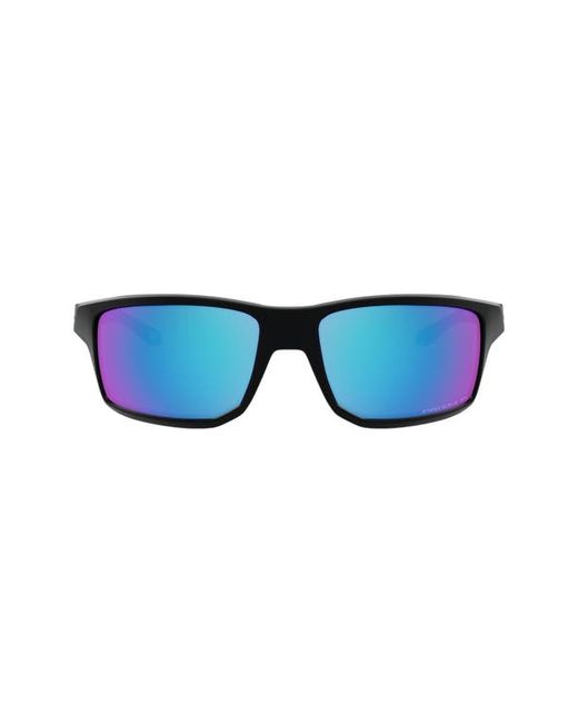 Oakley Gibston 61mm Polarized Wrap Sunglasses in Matte Black/Prizm Sapphire at