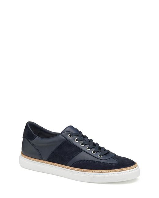 J And M Collection Casey Sneaker in Navy Sheepskin/English Suede at