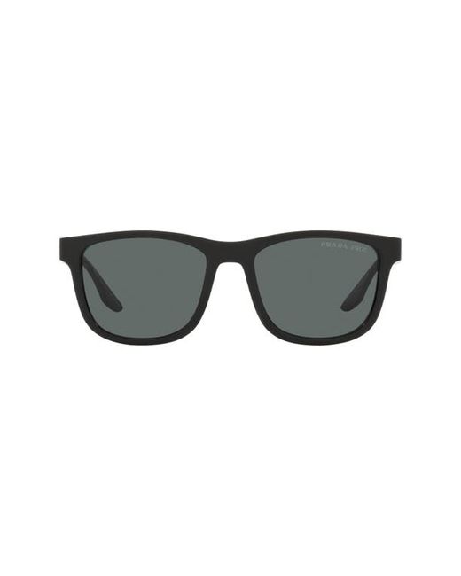Prada 54mm Square Sunglasses in Black Rubber/Dark Grey Polar at