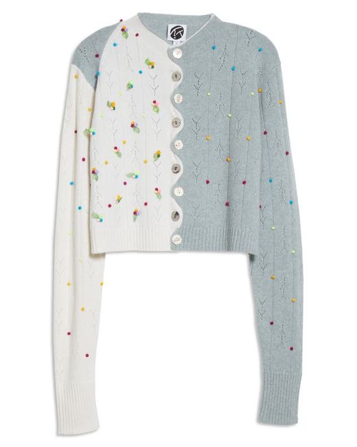 Yanyan Rosie Extra Long Sleeve Lambswool Cardigan in Ice White/Soft at