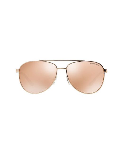 Michael Kors 59mm Aviator Sunglasses in Rose Gold/Gold at