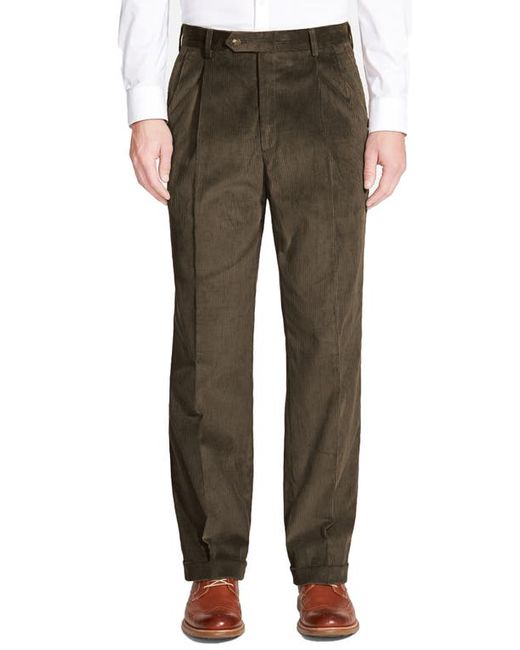 Berle Pleated Classic Fit Corduroy Trousers in at