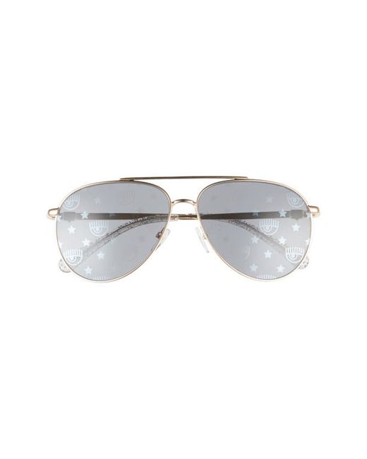 Chiara Ferragni Glam Eye 59mm Aviator Sunglasses in Gold Crystal Grey at