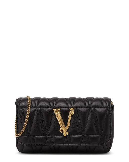 Versace Virtus Quilted Evening Bag in Black Multi Gold at